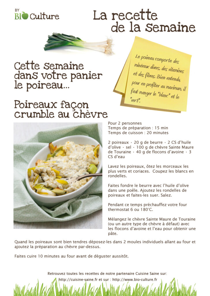 fichier imprimable recettes pour panier bio
